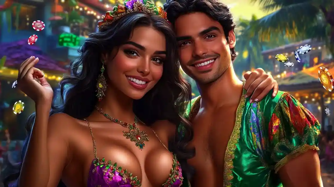 Three glamorous women in swimwear are featured in a promotion for the BD222 online casino app, which is displayed on a central phone screen surrounded by floating casino chips