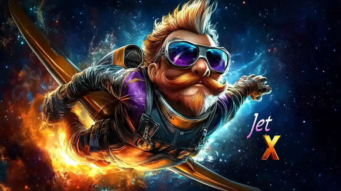 A stylish pilot with a jetpack soars through a star-filled galaxy in the exciting Jet X crash game, available for thrilling gameplay at BD222 online casino