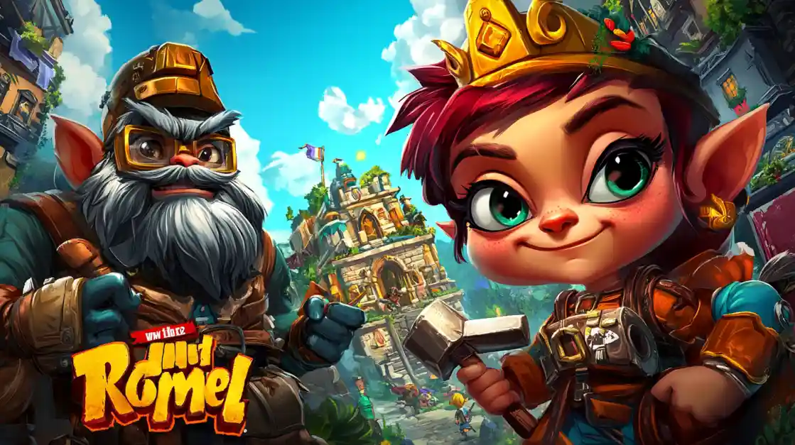 Two brave fantasy characters, a dwarf and a princess, are ready for an epic journey in the world of the Romel game, a top-rated adventure on the BD222 platform